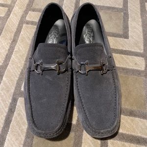 Salvatore Feregamo men’s gray suede loafers